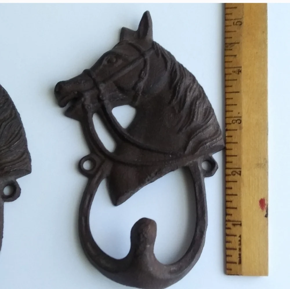 Retro Cast Iron Horse Head Hanger set of (2)